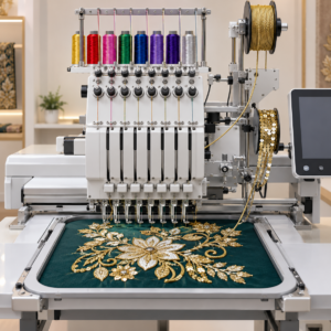 Professional 9 Needle Embroidery Machine with Cording and Single Sequin Device